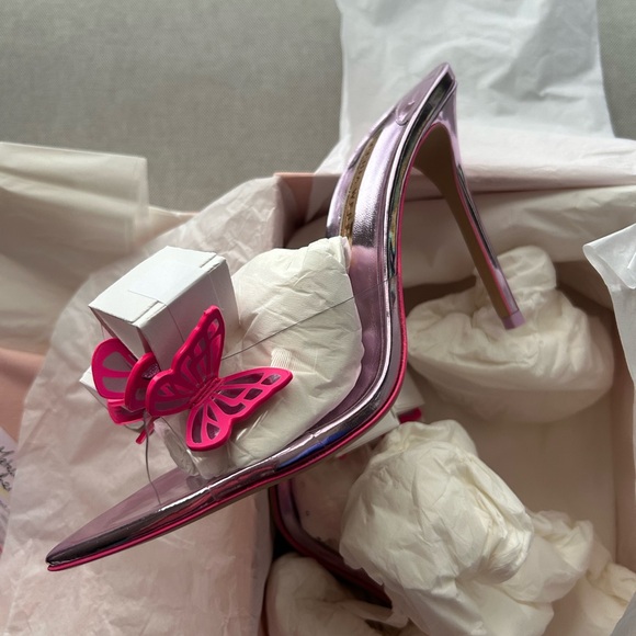 New in Box Sophia Webster Vanessa Metallic Pink Butterfly Mule Heels. Sz40.5 - Picture 6 of 11